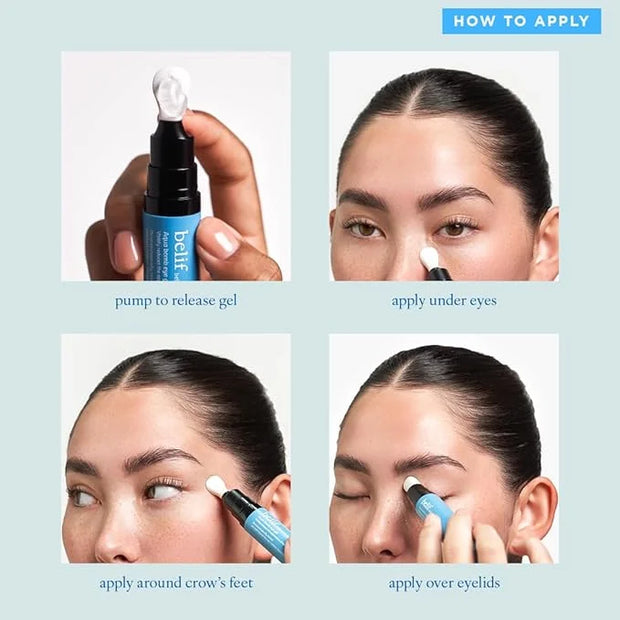 belif Aqua Bomb Cooling Eye Gel - Caffeine & Hyaluronic Acid for Puffiness & Hydration, Niacinamide & Vitamin C for Dark C...