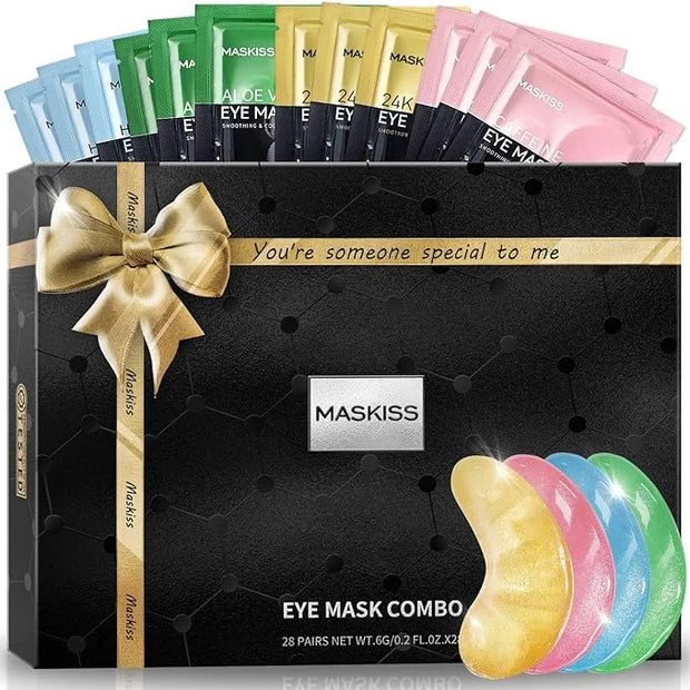 Under Eye Patches (28 Pairs), 4 Colors Eye Masks Gift Set for Dark Circles Puffy Eyes, Undereye Bags and Wrinkles Puffines...