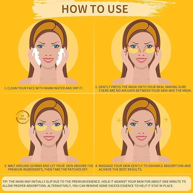 Under Eye Patches For Puffy Eyes 30Pairs, 24K Gold Eye Mask For Dark Circles and Puffiness, Under Eye Mask Patches Skincar...