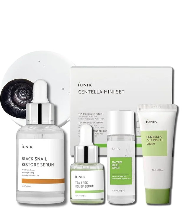 iUNIK Centella Mini Set, Travel Friendly Skincare Set, Ultra calming and hydrating for sensitive skin: Tea Tree Relief Ton...