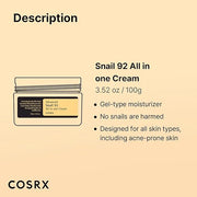 COSRX Snail Mucin 92% Face Moisturizer, 3.52 Oz, Lightweight Moisturing Cream for Soft, Glowy Skin, Korean Skin Care, Kore...
