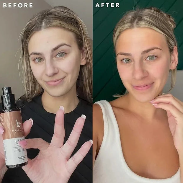 Face Tanner Serum - Medium to Dark Sunless Tanner for Face Sunless Tanner with Hyaluronic Acid - Self Tanner for Face Self...