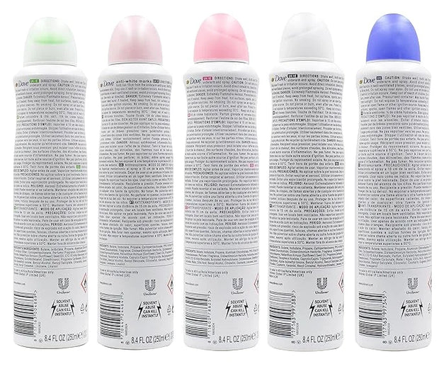 Dove Antiperspirant Deodorant Spray, International Version, 250 ml (Pack of 5) - Product Image