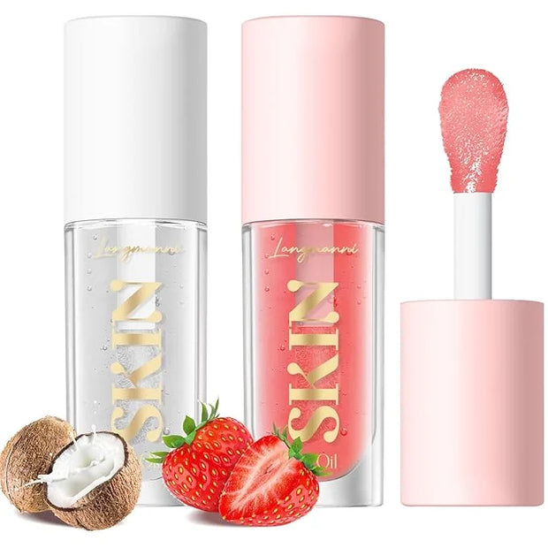 LANGMANNI Lip Oil,No-Sticky Gloss Lip Balm Lip Care,Fruit Flavoured Lip Oil For Dry Lip's Moisturizing Hydrating And Nouri...