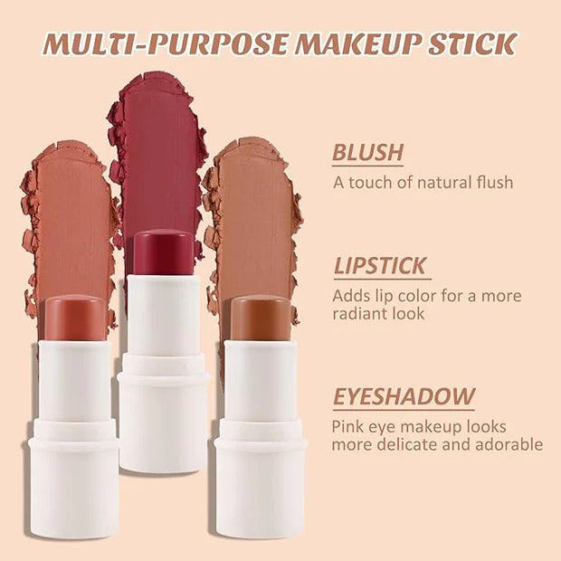 Boobeen Cream Blush stick, Multi Face Blush for Cheek, Lip and Eye, Pigmented Matte Finish for Natural Flush Color, Builda...