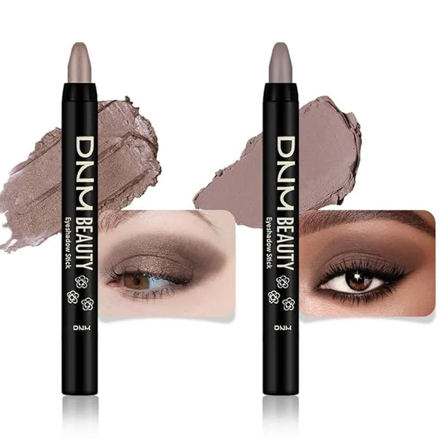 evpct 2Pcs Cream Eye Shadow Brightener Sticks Set for Eyes, Caramel Matte Pencil Eye shadow Applicator Stick Pen Palette M...
