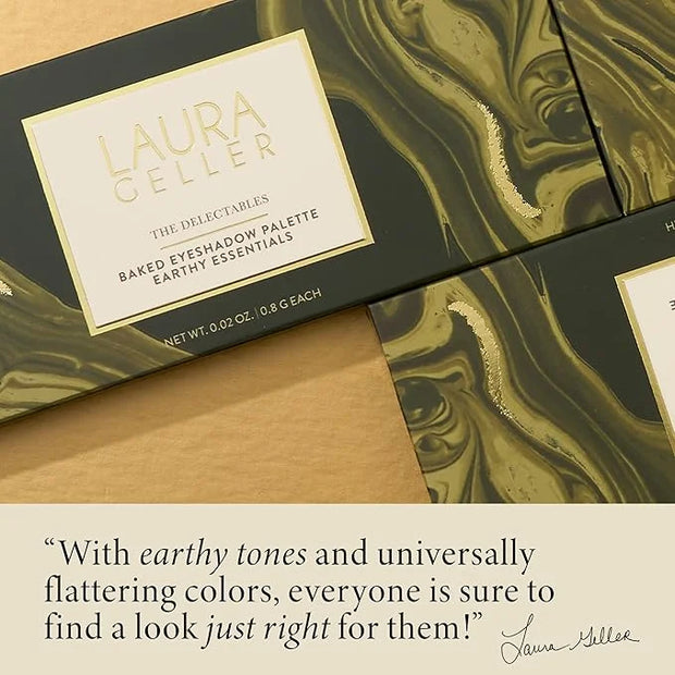 LAURA GELLER NEW YORK The Delectables Earthy Essentials Baked Eyeshadow Palette | 14 Pigmented Eyeshadows Blendable Natura...
