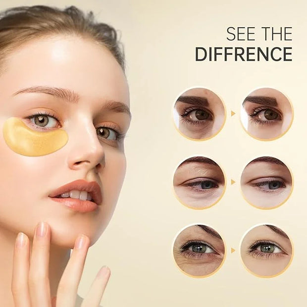 15 Pairs 24K Gold Under Eye Patches Face Masks Dark Circles Puffy Eye Bags Collagen Skincare Spa Trip Gift Eye Mask - Prod...