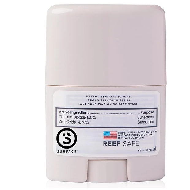 Surface Mineral Face Sunscreen Stick, Water Resistant, UVA/UVB Broad Spectrum, Fast Drying Protection, PABA Free - SPF 45 ...