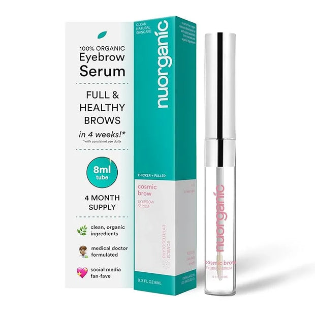 nuorganic 'Cosmic Brow' Eyebrow Serum for Growth | Natural Eye Brow Serum for Thicker, Longer, More Defined Brows | 4 Mont...
