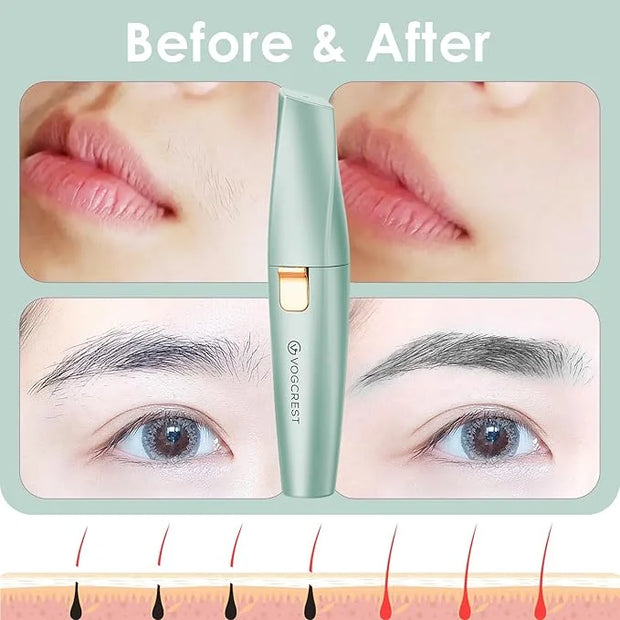 Eyebrow Facial Trimmer: 2 in1 Rechargeable Facial Hair Removal and Eyebrow Shaver - Face Lips Body Painless Facial Razor w...