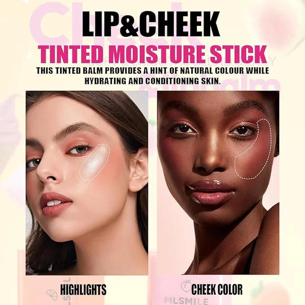 Multi-Purpose Makeup Hydrating Cream Blush Stick, Beauty Solid Moisturizer Stick For Cheek & Eyes & Lips，Waterproof Natura...
