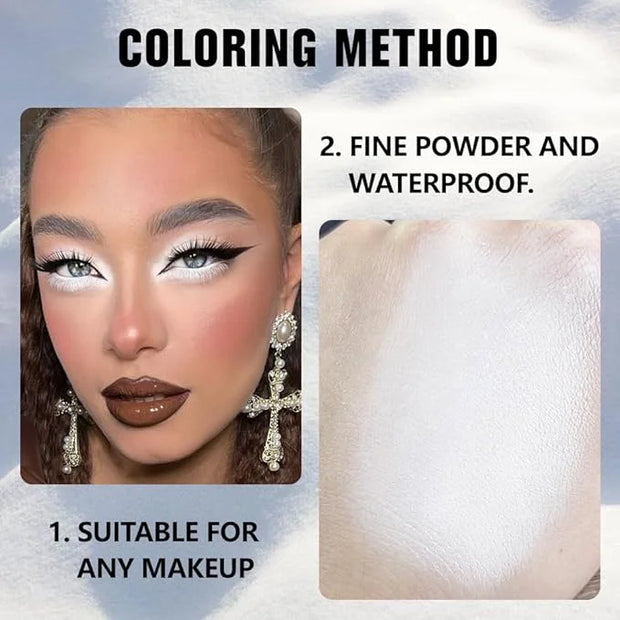 Kaely Pressed Single Eyeshadow Makeup, White Matte Highly Pigmented Monochrome Eye Shadow Palette, Waterproof Neutral Powd...