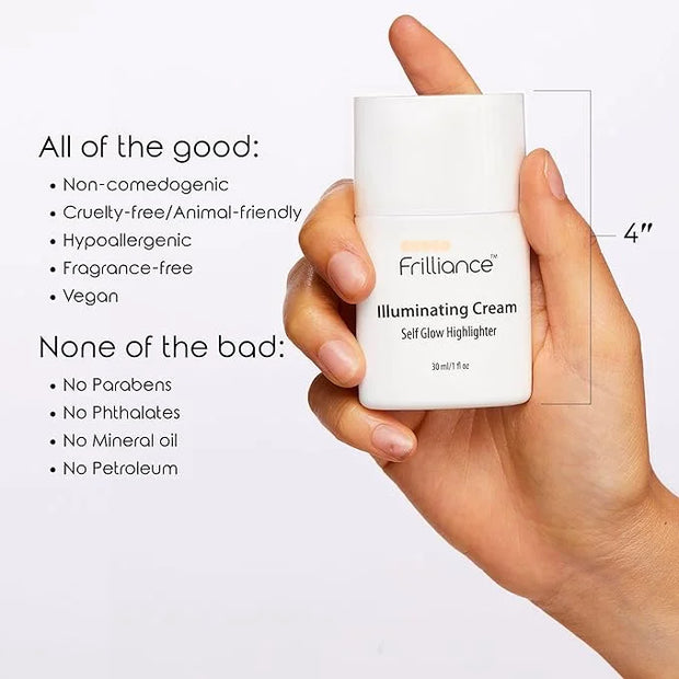 Frilliance Illuminating Cream, Hydrating Self Glow Highlighter, Cruelty Free Hypoallergenic for Teens of All Skin Types, 3...