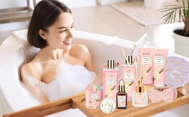 Bath and Body Gift Baskets for Women, 12 Pcs Vanilla Oat Spa Gifts for Women. Bath Gift Set Enriched Shea Butter. Home Spa...