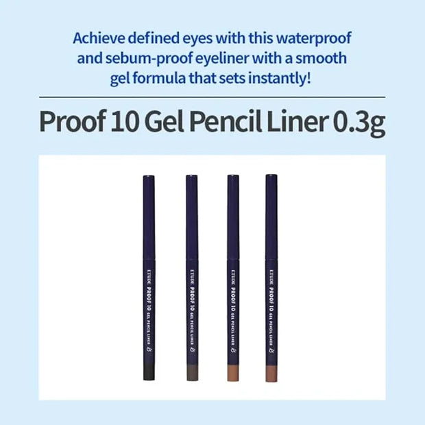 ETUDE Proof 10 Gel Pencil Liner 0.3g (#6 Honey Bronze) | Creamy Gel Texture Eyeliner with Wearable Shades to Create Precis...