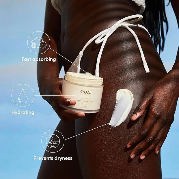 OUAI Body Cream, St. Barts - Hydrating Whipped Body Cream with Cupuaçu Butter, Coconut Oil and Squalane - Softens Skin and...