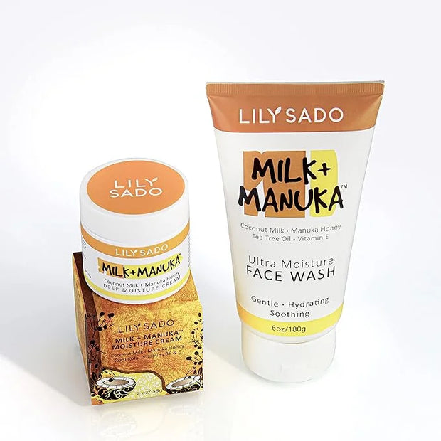 LILY SADO MILK+MANUKA™ Coconut Milk and Manuka Honey Natural Face Moisturizer - Non Greasy Organic Facial Cream with Cocoa...
