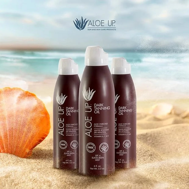 Aloe Up SPF 4 Dark Tanning Oil - Body and Face Tanning Continuous Spray for Outdoor Sun - With Sunscreen, Pure Aloe Vera, ...