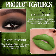 Green Matte Liquid Lipstick Set with Black Eyeshadow Powder, Halloween Goth Lip Gloss Waterproof Longlasting DIY Cute Uniq...