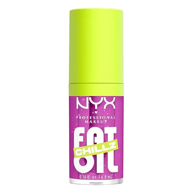 NYX PROFESSIONAL MAKEUP Fat Oil Chillz, Moisturizing, Shiny and Vegan Tinted Lip Gloss - Strawberry Slush (Sheer Pinkish P...