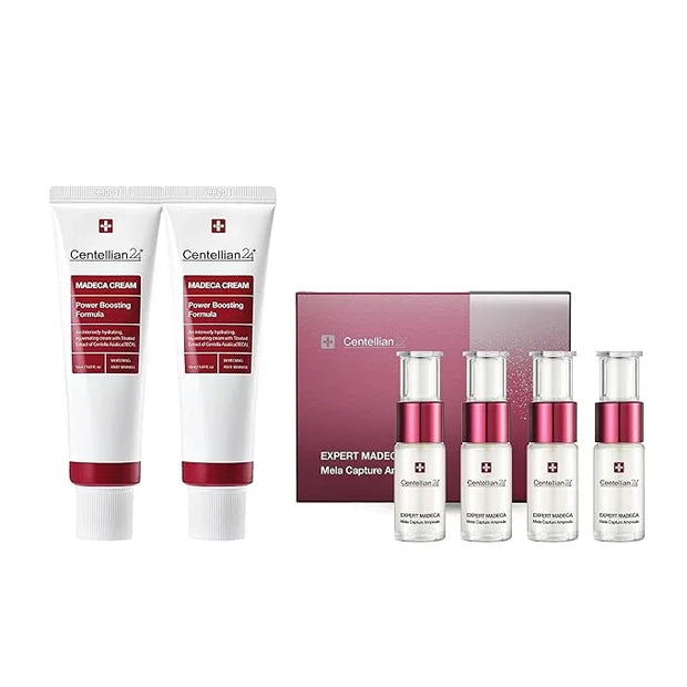 CENTELLIAN 24 Madeca Cream (Season 4, 1.7+1.7fl oz) + Expert Serum (Season 1, 0.23fl oz x 4pcs) - Korean Skin Care Set for...