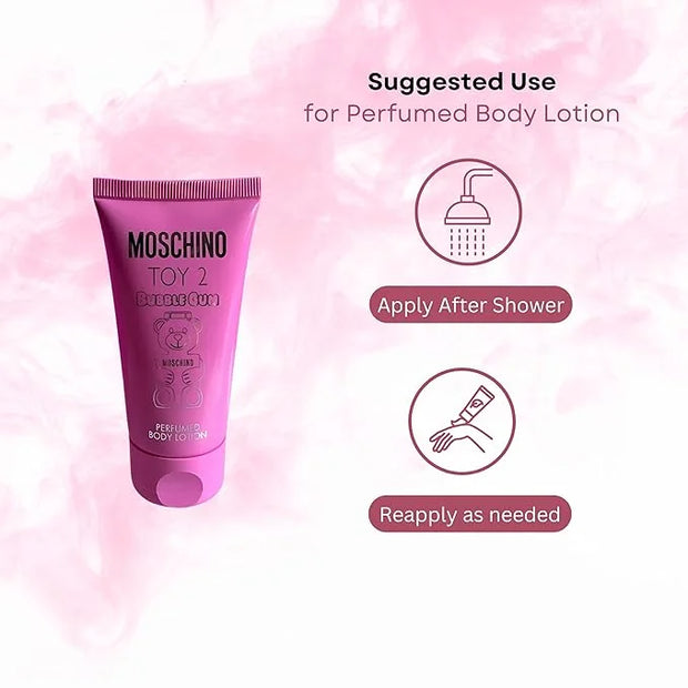 MOSCHINO Toy 2 Bubble Gum 3-Piece Set for Women, (0.17 Oz Eau De Toilette Splash + 0.8 Oz Bath Shower Gel + 0.8 Oz Body Lo...