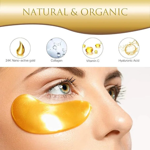 Eye Patches, Under Eye Mask, 24K Gold Eye Treatment Mask, Dark Circles Gel Pads, Under Eye Bags Treatment for Puffy Eyes, ...