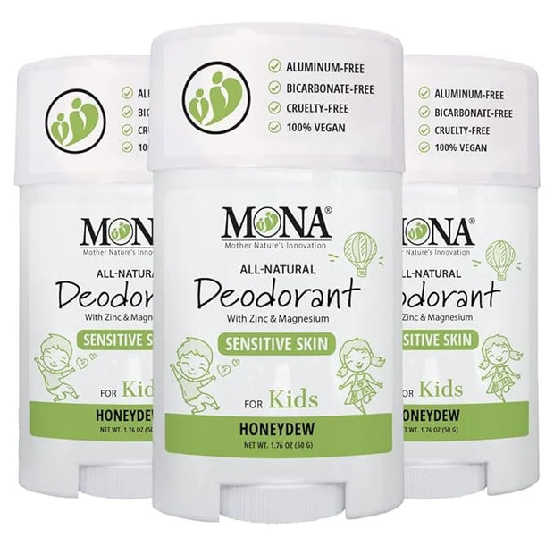 MONA All Natural Deodorant for Kids | Safe for Kids | Vegan, Hypoallergenic & Free from Baking Soda, Aluminum & Synthetic ...