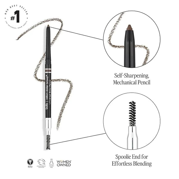 Billion Dollar Brows Universal Eyebrow Pencil – One Perfect Shade, Smudge-Proof, Waterproof, Self-Sharpening Tip, Effortle...