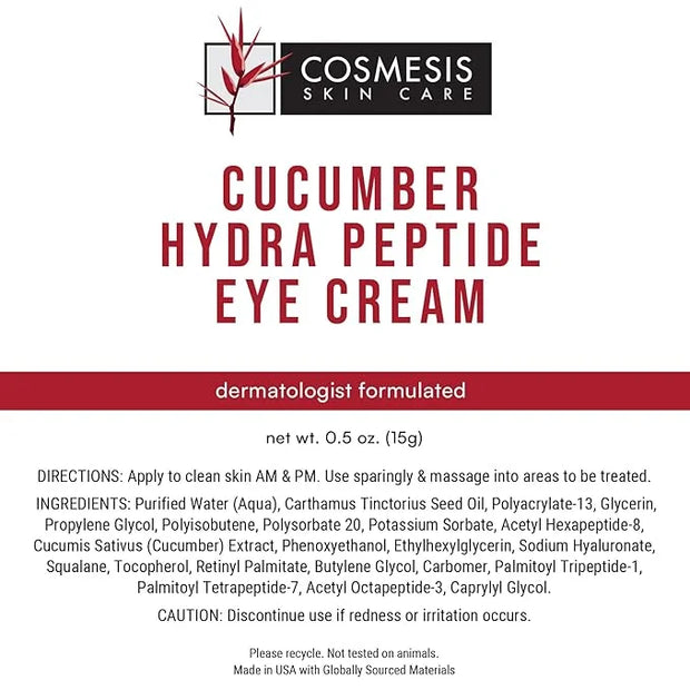 Cucumber Hydra Peptide Eye Cream - Minimize Fine Lines, Promote Smooth Skin & Protect Delicate Under-Eye Skin - 0.50 oz - ...