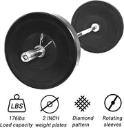 4ft Barbell Weight Bar Solid Steel Straight Weightlifting 2 Collars - Product Image
