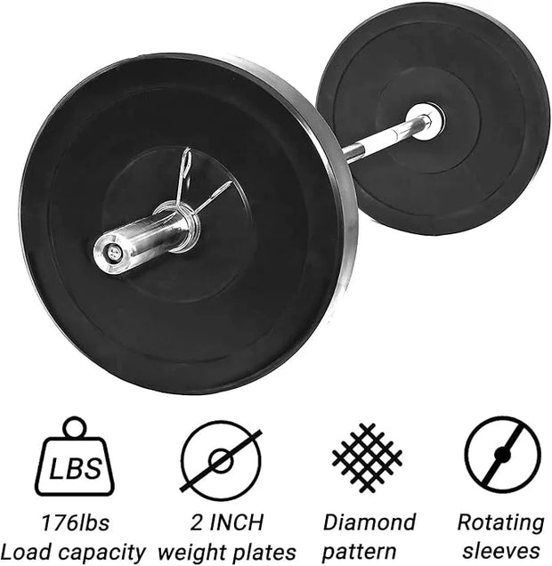 4ft Barbell Weight Bar Solid Steel Straight Weightlifting 2 Collars - Product Image