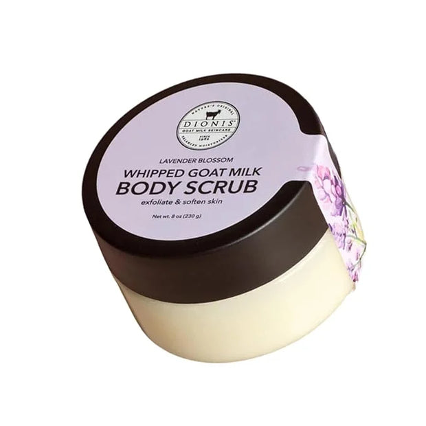 Dionis Goat Milk Lavender Blossom 6 Pc Self-Care Travel Set + 8oz Whipped Body Scrub – Hydrating Exfoliation & Moisture Ki...