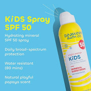 Seaweed Bath Co. Kid's Mineral SPF 50 Broad Spectrum Sunscreen Spray, 6 Ounce (Pack of 2), Papaya Scented, Water Resistant...