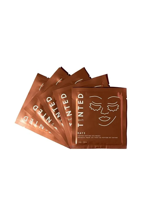 Live Tinted Rays Copper Peptide Eye Masks - Cooling, Brightening, and Nourishing Under Eye Patches, Reduces Fine Lines, De...