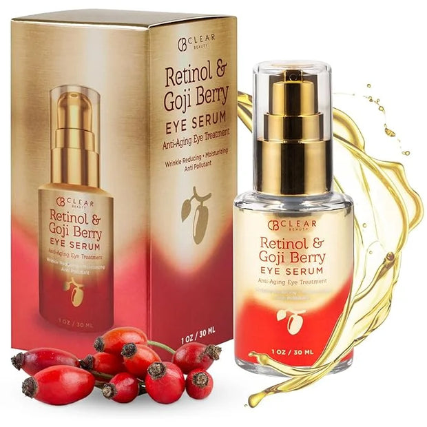 Retinol & Goji Berry Under Eye Serum - Dermatologist Tested, Diminishes Fine Lines, Wrinkles, Eye Bags & Dark Circles , Cl...