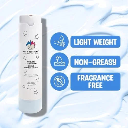 All-Natural Sublime Face Cream for Kids & Tweens, Fragrance-Free, Lightweight, Non-Greasy Face Moisturizer, 50 ml/1.7 fl o...