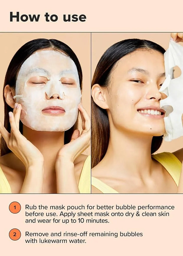 I DEW CARE Face Sheet Mask - Glow Up Bubbles | Vitamin and Niacinamide, Daily Skin Care,Facial Treatment, Illuminating, De...