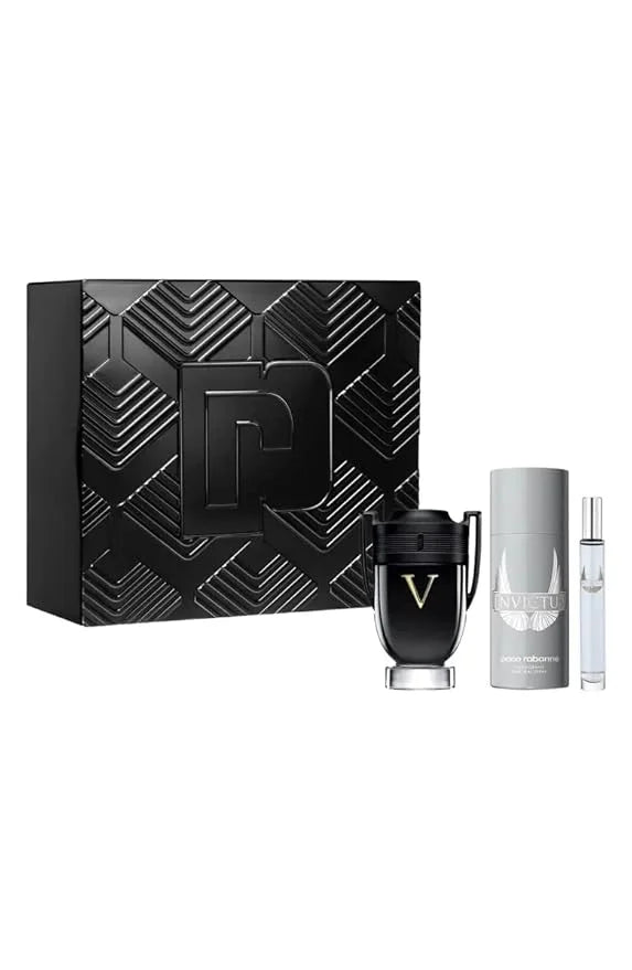 Paco Rabanne INVICTUS VICTORY 3-Piece Tin Box Set for Men, (3.4 Oz Eau De Parfum Extreme Natural Spray + 5.1 Oz Deodorant ...