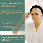 Healing Happy Method – Natural Skincare Trial Kit | 15ml Cleanser, Toner & Moisturizer + Face Brush & Gua Sha | Compact Fa...