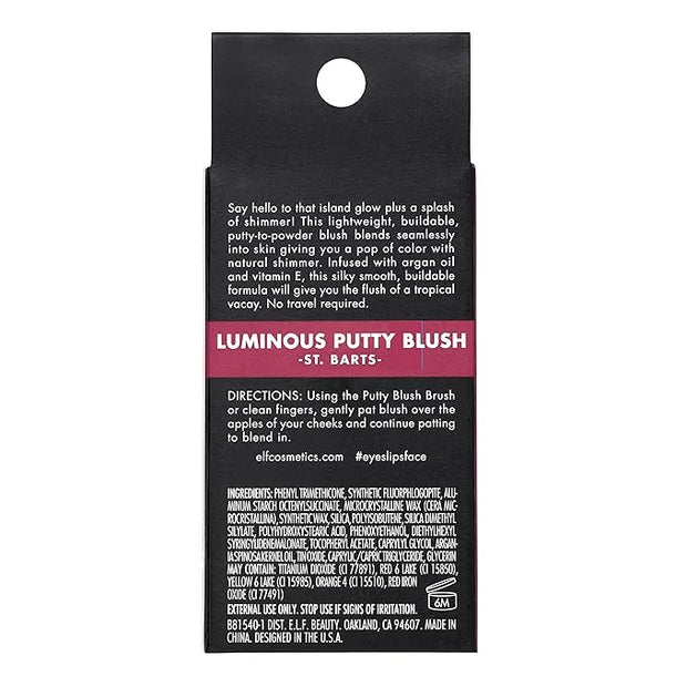 e.l.f. Luminous Putty Blush, Putty-to-Powder, Buildable Blush With A Subtle Shimmer Finish, Highly Pigmented & Creamy, Veg...