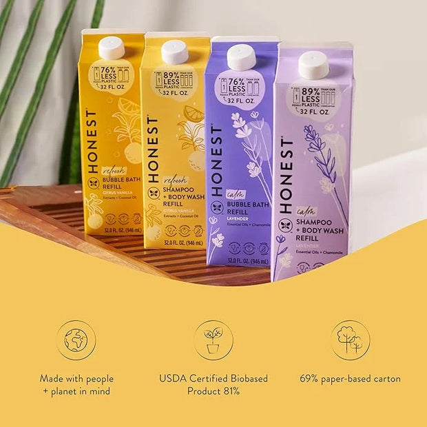 The Honest Company 2-in-1 Cleansing Shampoo + Body Wash Refill Carton | Gentle for Baby | Naturally Derived, Tear-free, Hy...