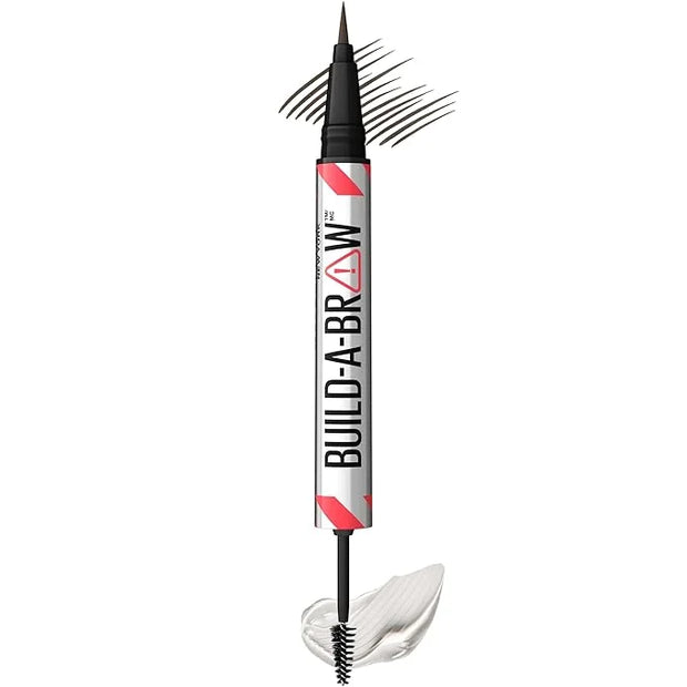 Maybelline Build-A-Brow 2-in-1 Brow Pen and Sealing Eyebrow Gel, Eyebrow Makeup for Real-Looking, Fuller Brows, Black Brow...
