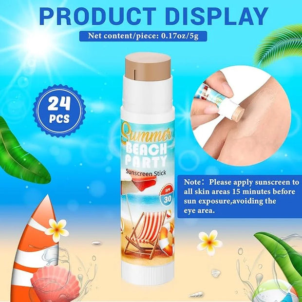 24 Pcs Mini Sunscreen Stick Bulk for Summer Wedding SPF 30 Face Sunscreen Stick Water Resistant Light Skin Tone Sun Block ...