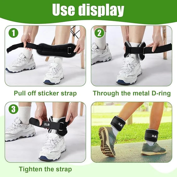 4 Pairs Wrist Leg Weights for Women Ankle 1lbs 2lbs 2lbs Each - Product Image