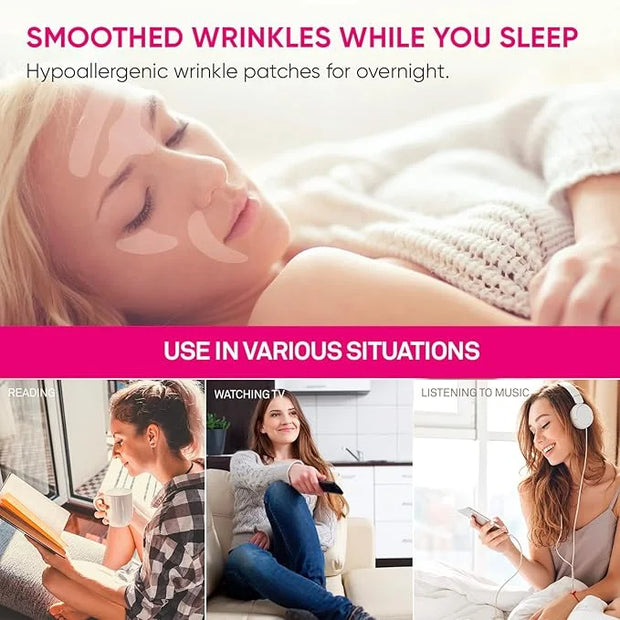 (BUNDLE) Facial and Forehead Wrinkle Patches: Face Wrinkle Treatment for Forehead, Smile Line, Under Eye- Anti Wrinkle Pat...
