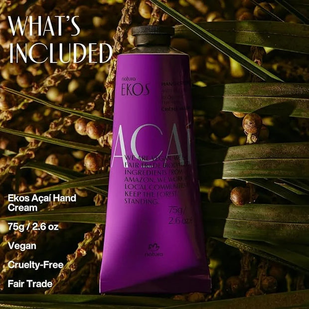 Natura - Ekos Açaí Hand Cream - Anti-Dullness Hand Balm - Recharge the Skin - Fast Absorption - Skin Moisturizer - Vegan S...