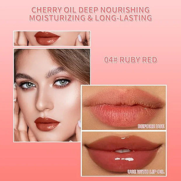Hydrating Lip Glow Oil Long-Lasting Nourishing Lip Gloss Moisturizing Non-Sticky Plumping Lip Stain Tinted Cherry Oil Lip ...