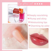 2 Colors Hydrating Plumping Lip Glow Oil,Moisturizing Lip Oil Gloss Transparent Glossy Lip Gloss Primer Lip Tint for Lip C...